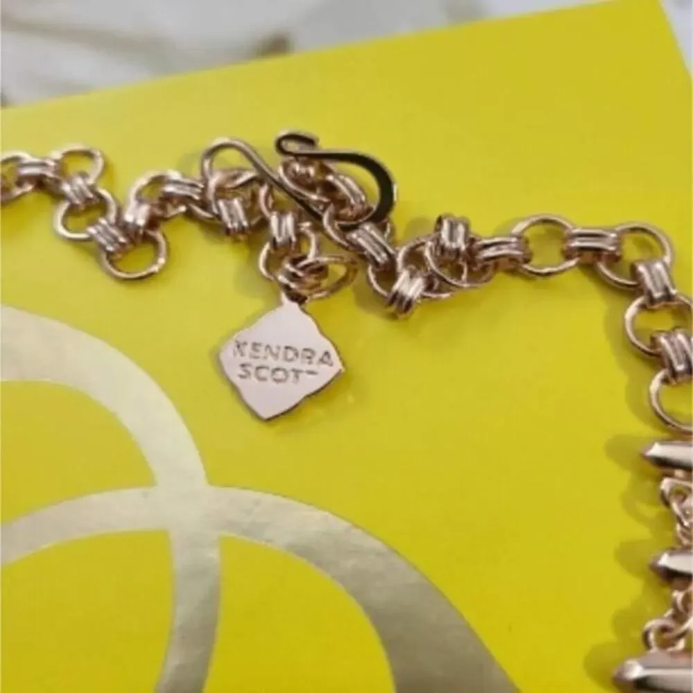 Kendra Scott Jill Gold Sunburst Spike Statement Fringe‎ Necklace Rose Gold Tone - Picture 6 of 16